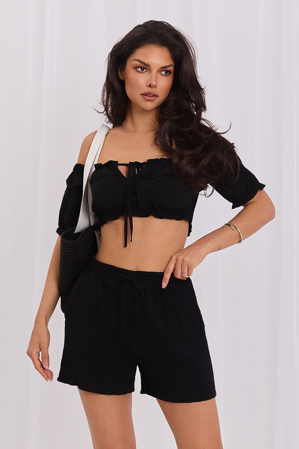 Musselin Shorts Damen Baumwolle Elastisch Sommer