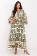 Maxikleid Damen Boho V-Ausschnitt 3/4-Ärmel – Sommer & Leicht