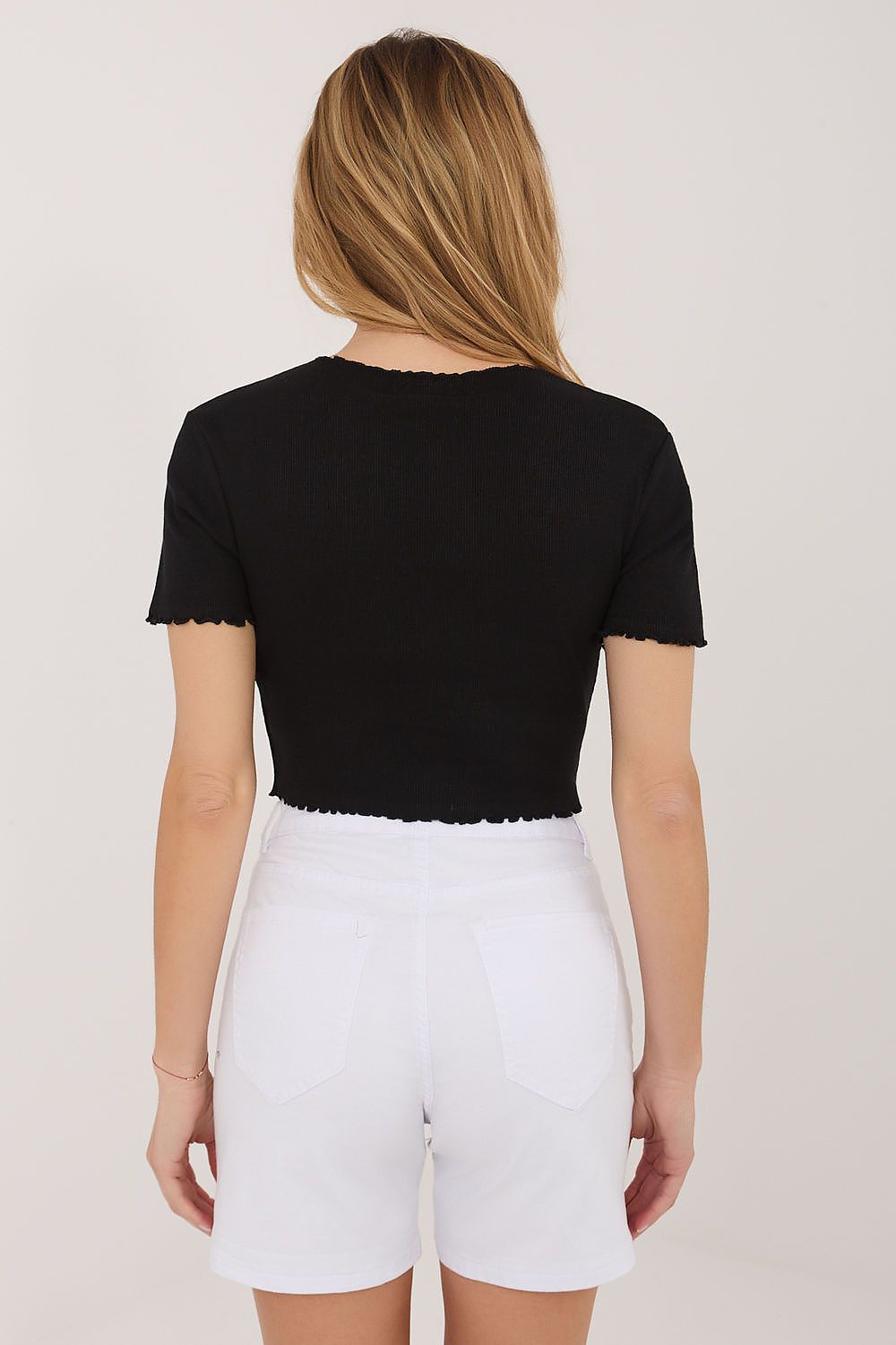 Top Damen Gestreift Kurzarm Cropped – Casual & Chic