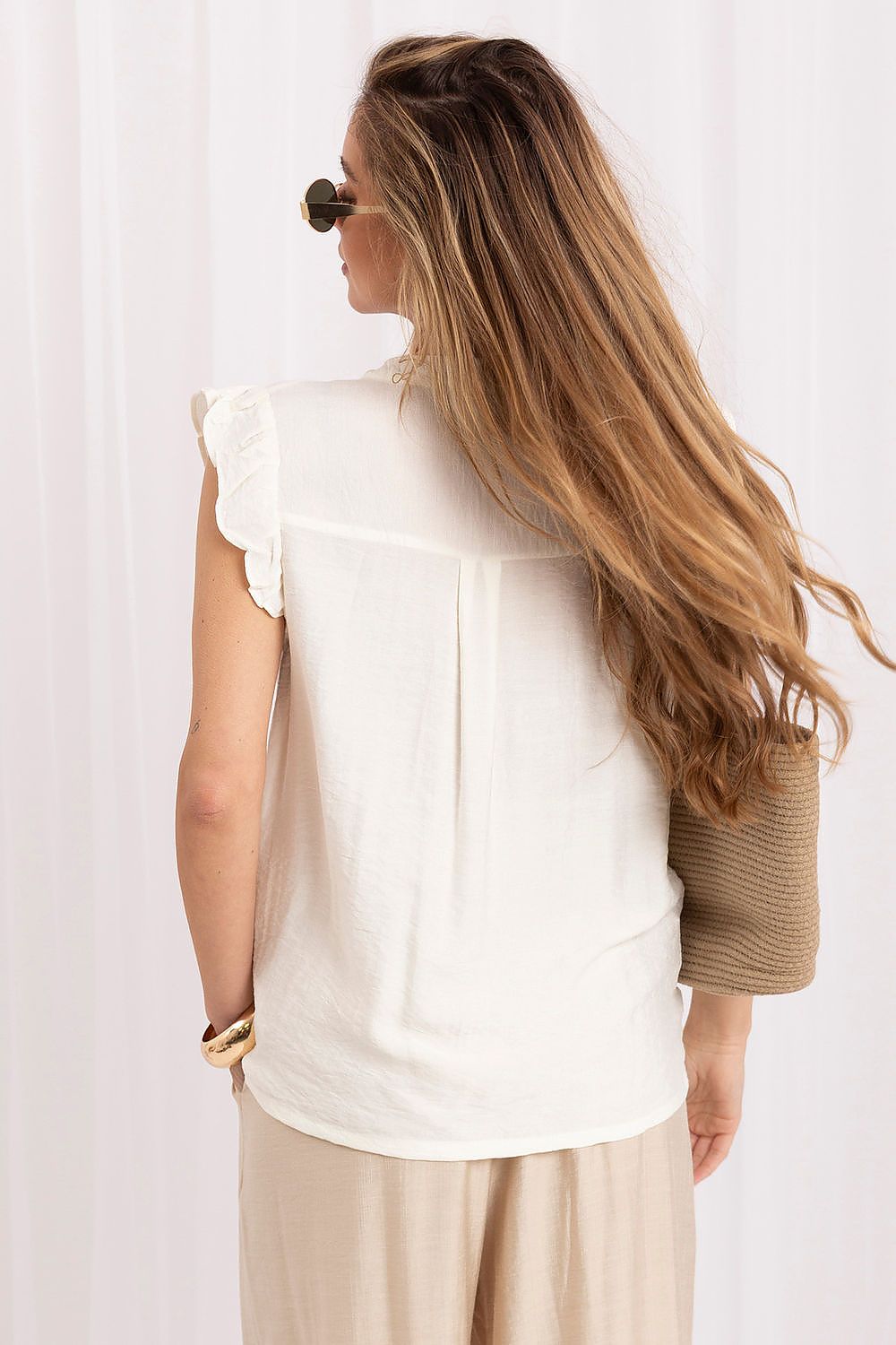 Bluse Damen Viskose Rüschen Stickerei Elegant