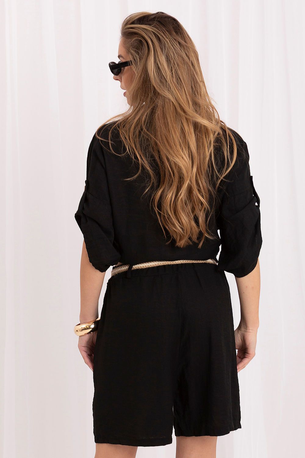 Shorts Damen Boho Viskose Leinen Hohe Taille