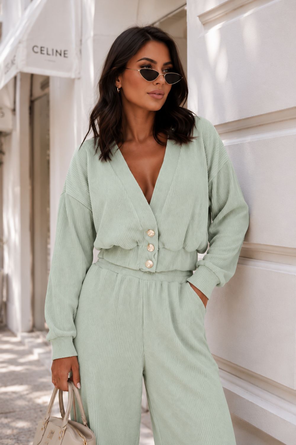 Set Damen Zweiteiler Baumwolle Elegant Casual