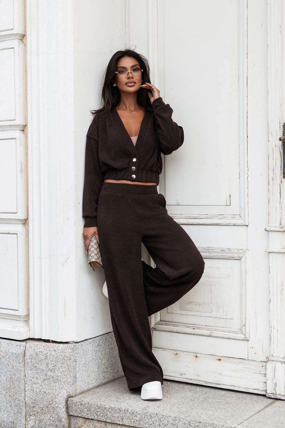 Set Damen Zweiteiler Baumwolle Elegant Casual