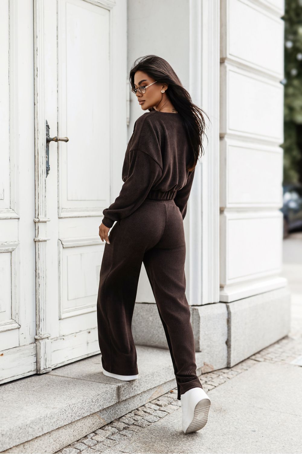Set Damen Zweiteiler Baumwolle Elegant Casual