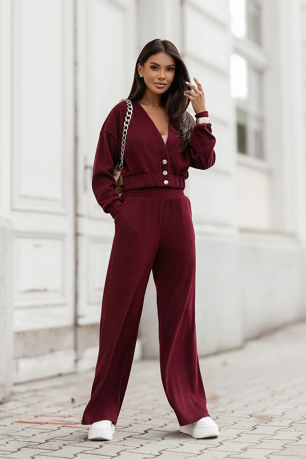 Set Damen Zweiteiler Baumwolle Elegant Casual