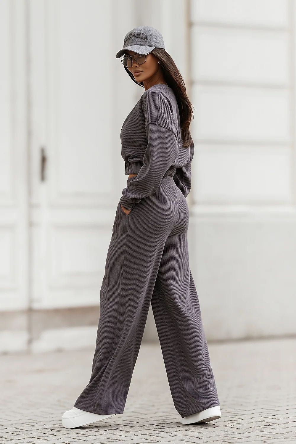 Set Damen Zweiteiler Baumwolle Elegant Casual