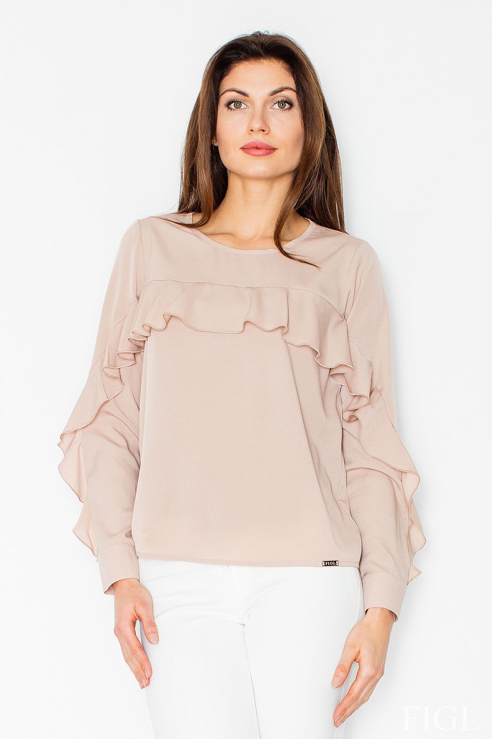 Bluse Damen Langarm Manschette Rüsche – elegant & vielseitig