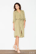 Kleid Damen Wickeloptik Taillenbindung Seitentaschen – leicht & sommerlich