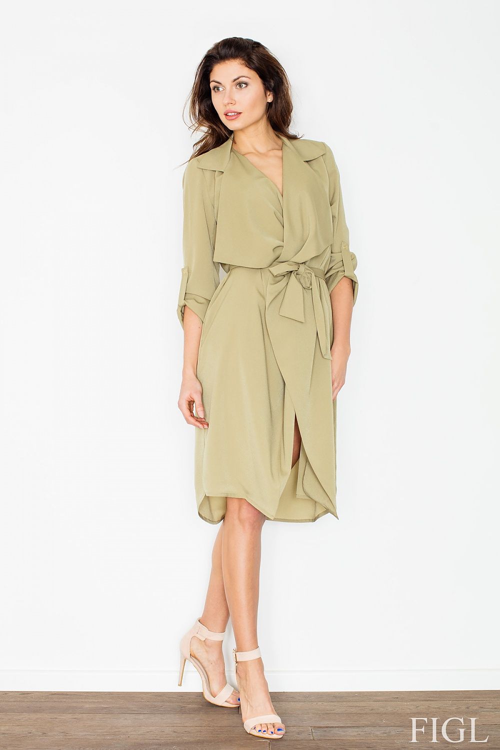 Kleid Damen Wickeloptik Taillenbindung Seitentaschen – leicht & sommerlich