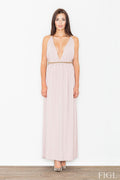 Kleid Damen lang Strick Goldschnürung Rücken figuranpassend – elegant & feminin