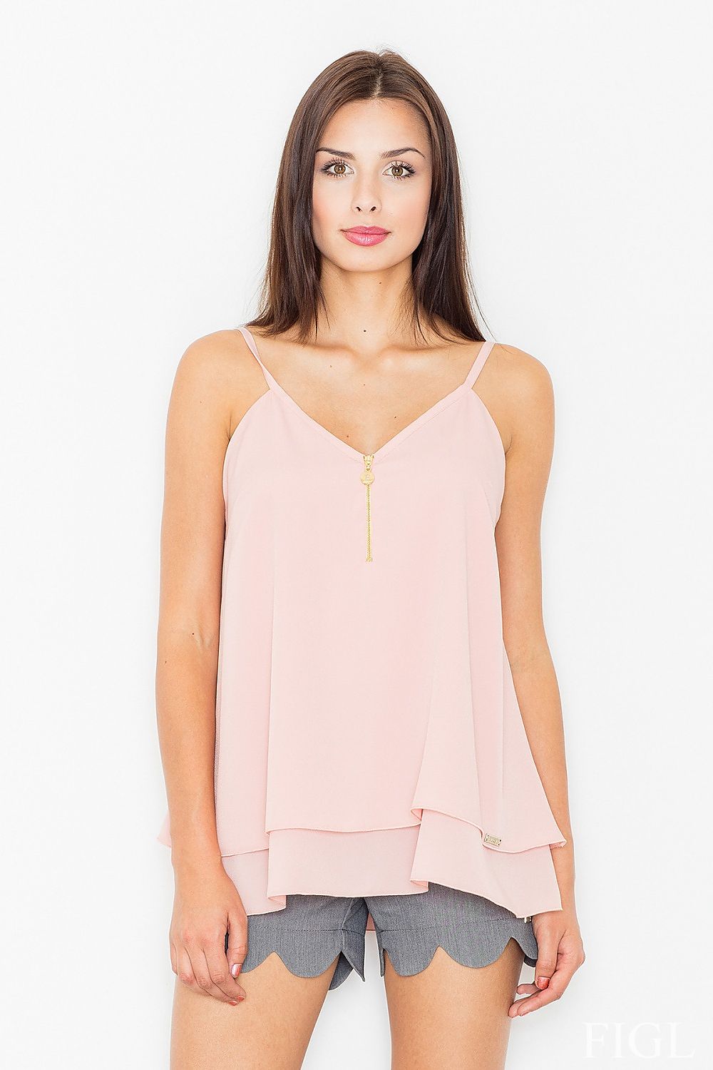 Bluse Damen Träger Goldreißverschluss doppellagig – elegant & modern