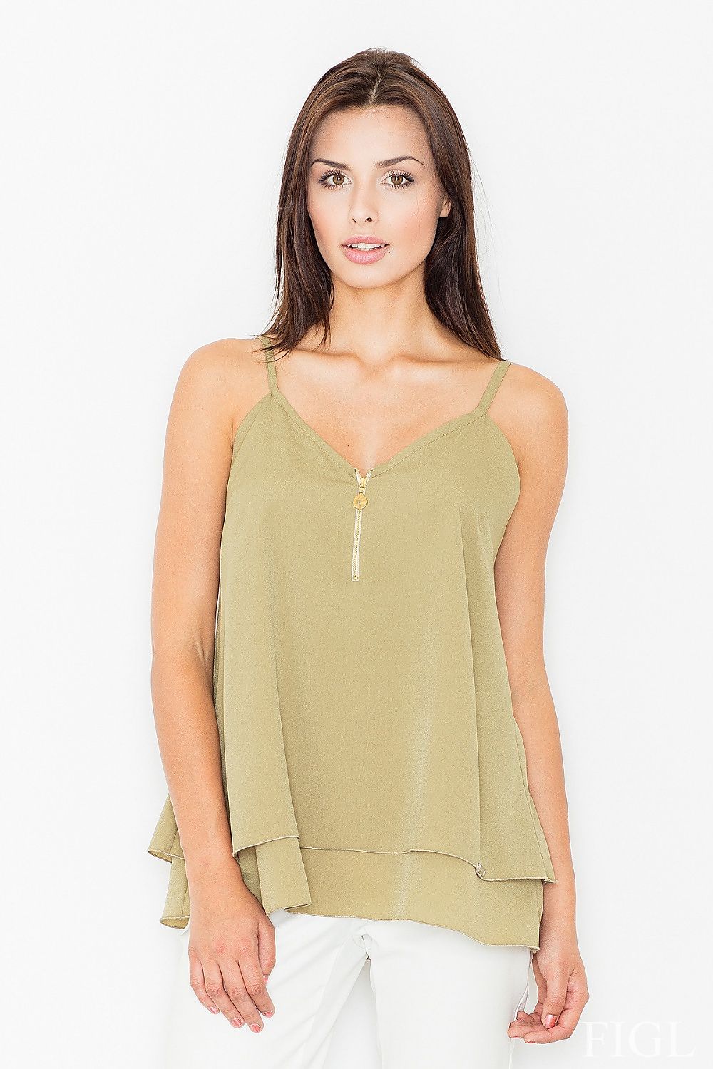 Bluse Damen Träger Goldreißverschluss doppellagig – elegant & modern