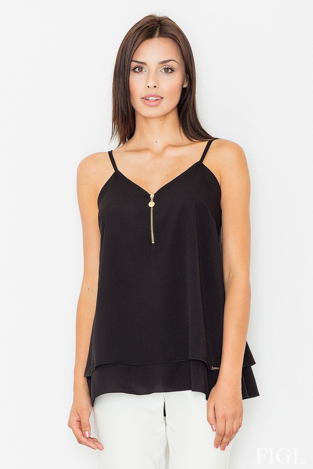 Bluse Damen Träger Goldreißverschluss doppellagig – elegant & modern