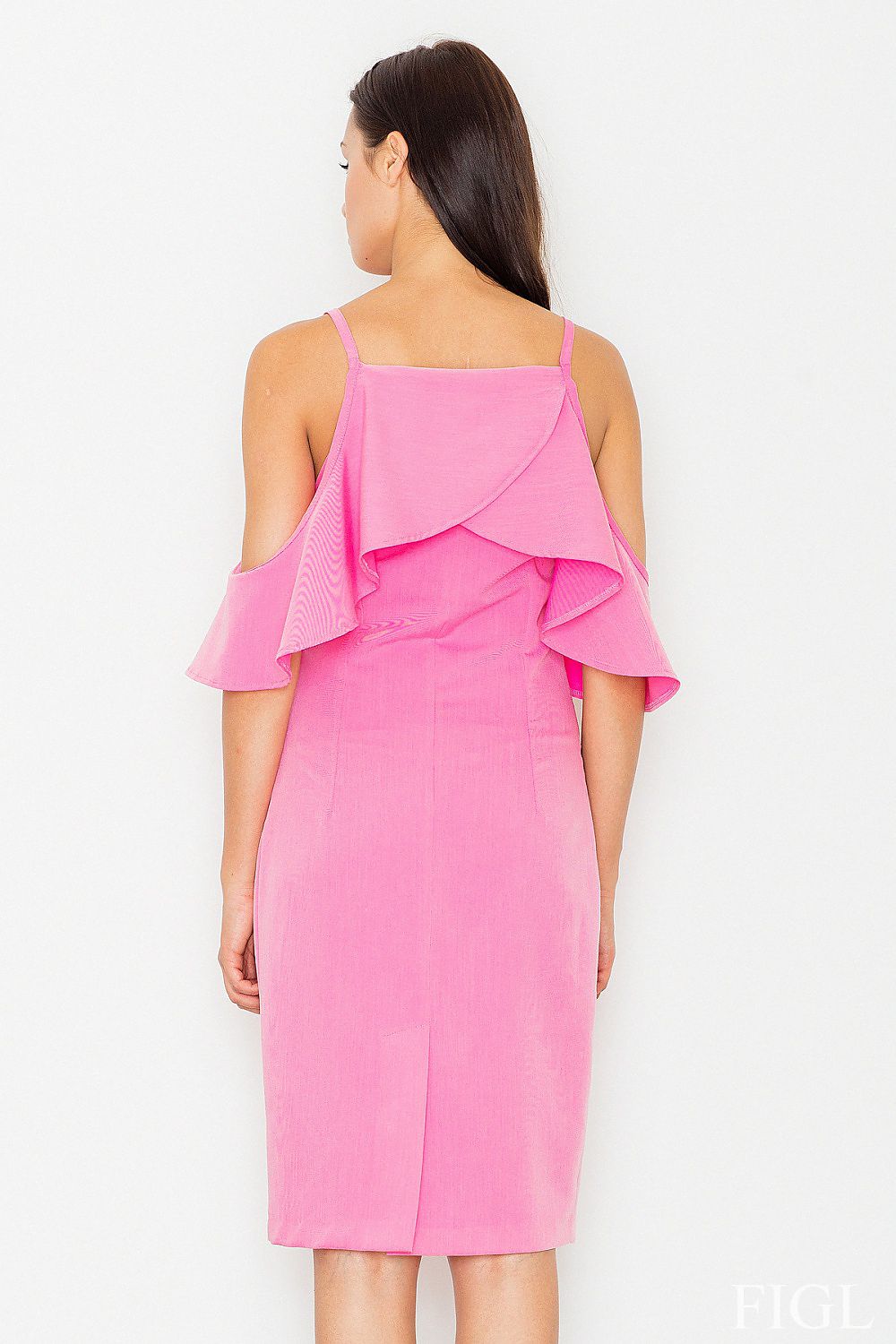 Kleid Damen schulterfreie Rüsche Strick figurschmeichelnd – feminin & modern