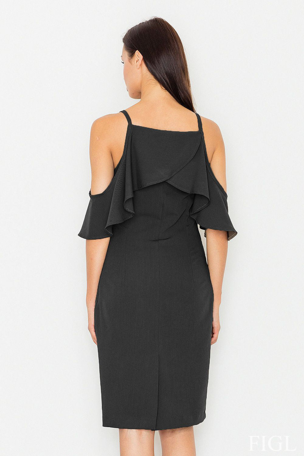 Kleid Damen schulterfreie Rüsche Strick figurschmeichelnd – feminin & modern