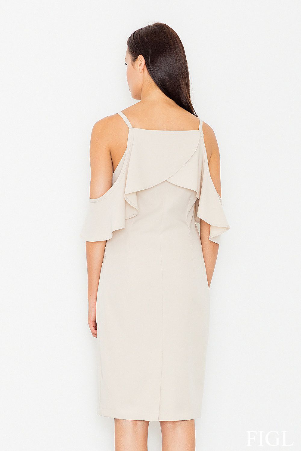 Kleid Damen schulterfreie Rüsche Strick figurschmeichelnd – feminin & modern