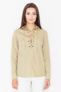 Bluse Damen Langarm tiefer Ausschnitt verschlungen – elegant & vielseitig