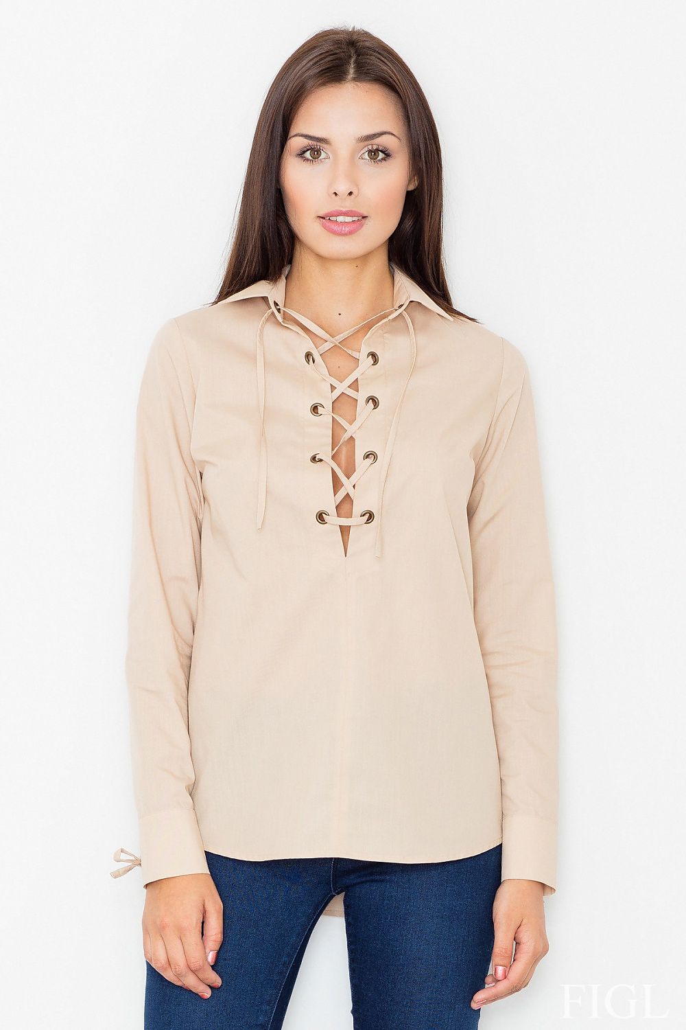 Bluse Damen Langarm tiefer Ausschnitt verschlungen – elegant & vielseitig
