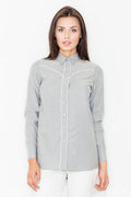 Hemd Damen Langarm Knopfverschluss Baumwolle – casual & modern