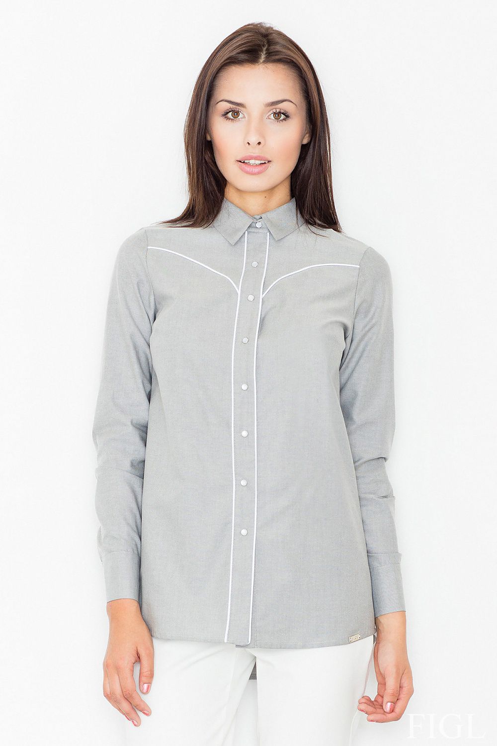 Hemd Damen Langarm Knopfverschluss Baumwolle – casual & modern