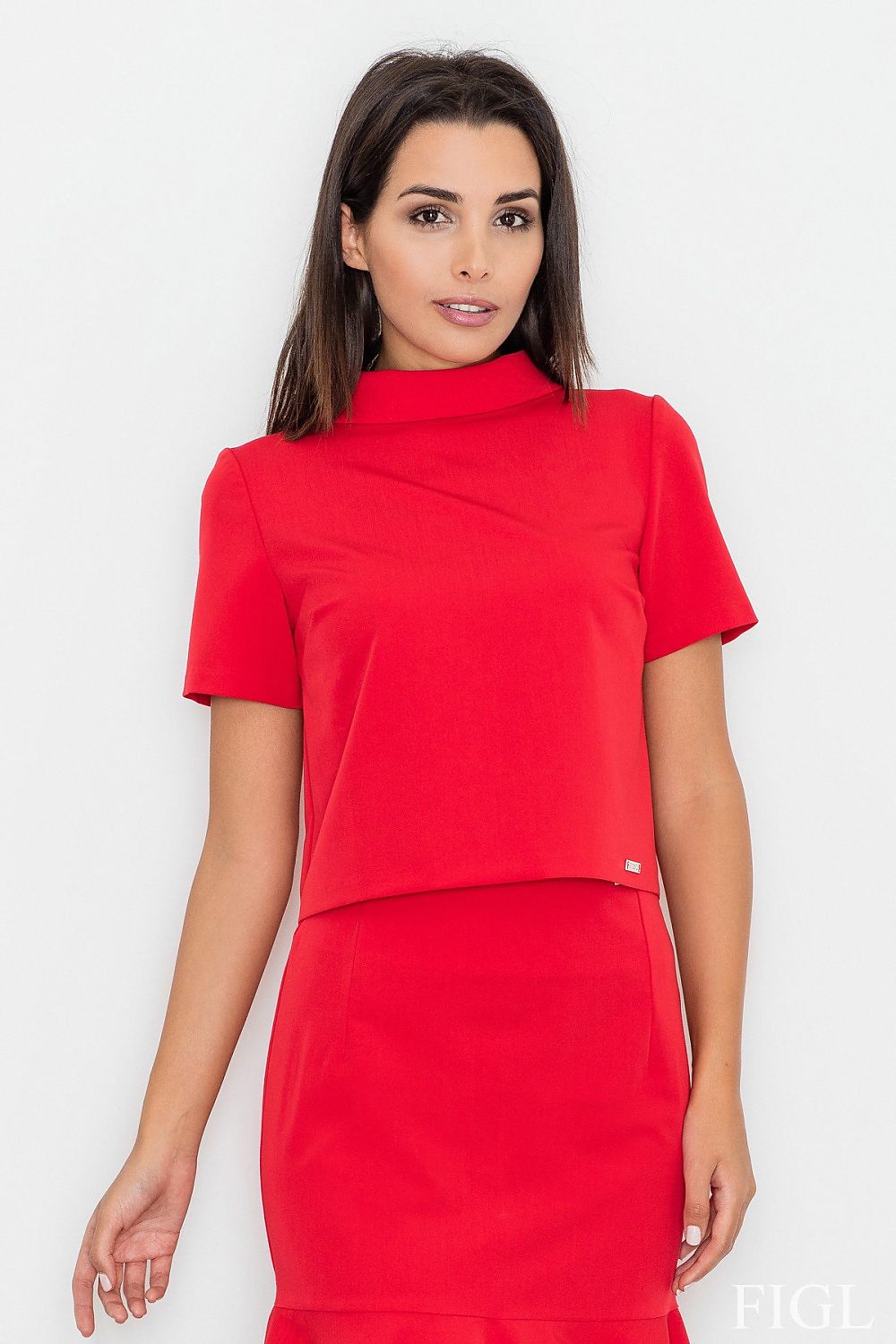 Bluse Damen Rollkragen Kurzarm Elegant