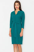 Midi Kleid Damen Kimonoärmel Gürtel Schlitz Rundhals – elegant & fließend