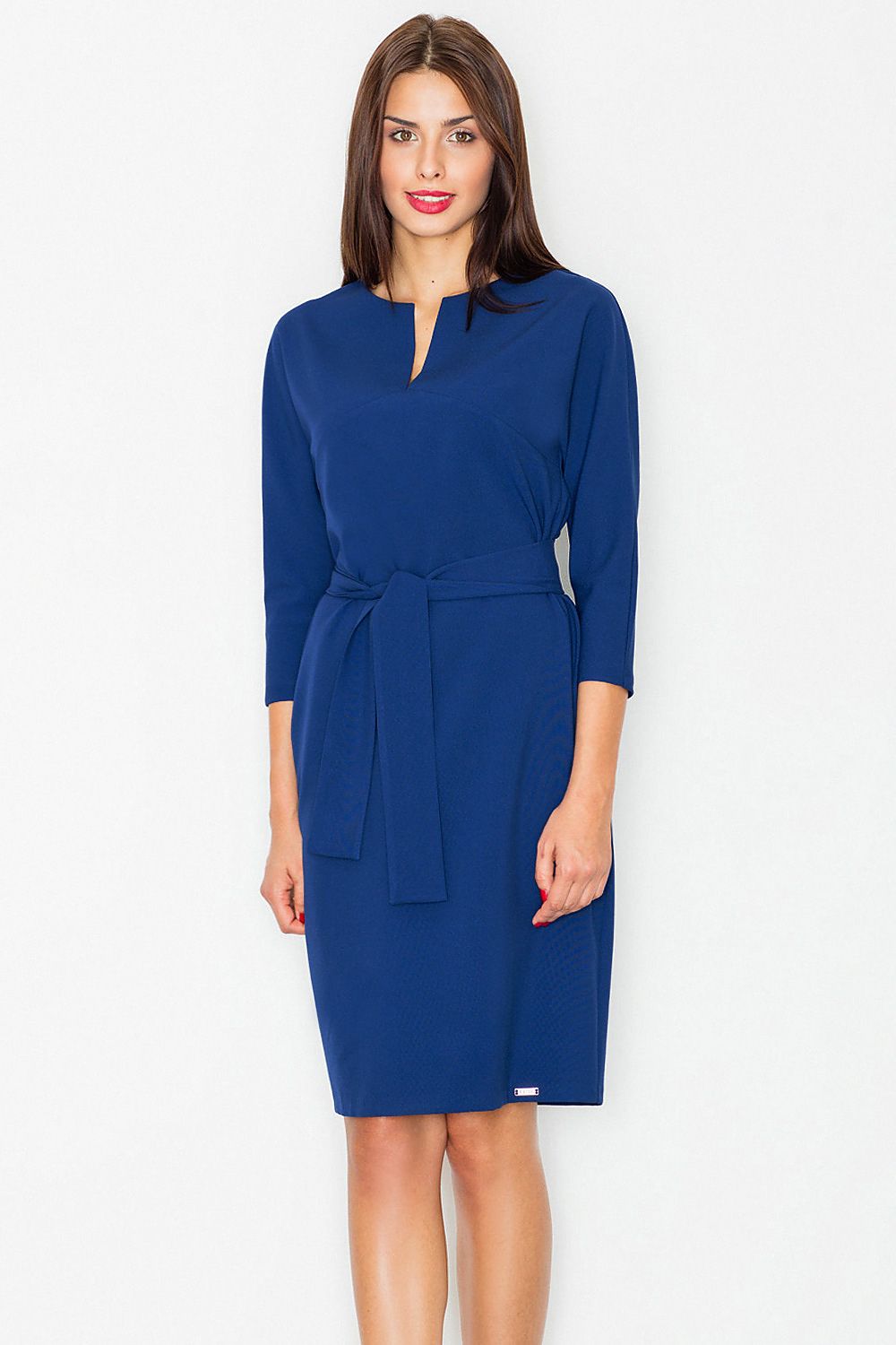 Midi Kleid Damen Kimonoärmel Gürtel Schlitz Rundhals – elegant & fließend