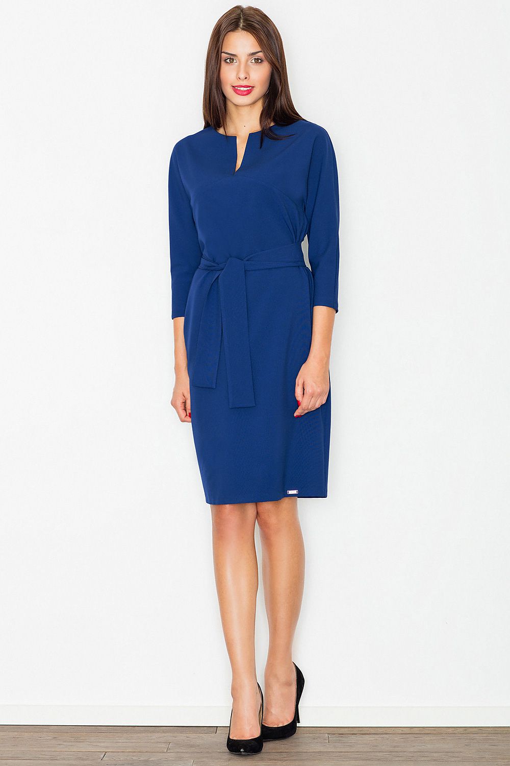 Midi Kleid Damen Kimonoärmel Gürtel Schlitz Rundhals – elegant & fließend