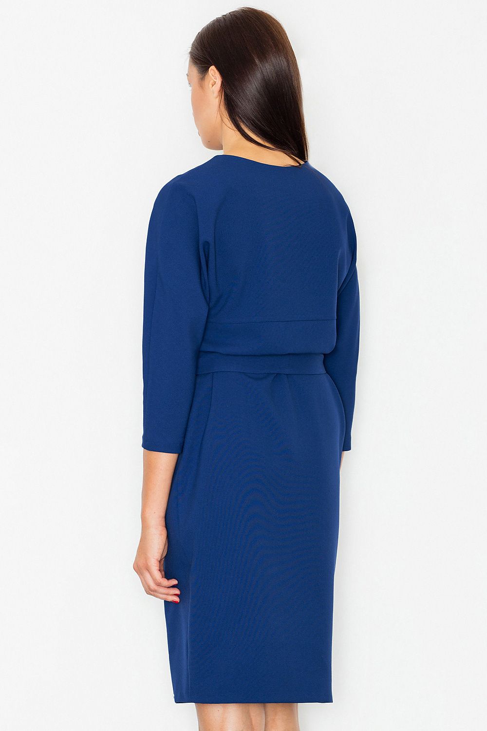 Midi Kleid Damen Kimonoärmel Gürtel Schlitz Rundhals – elegant & fließend