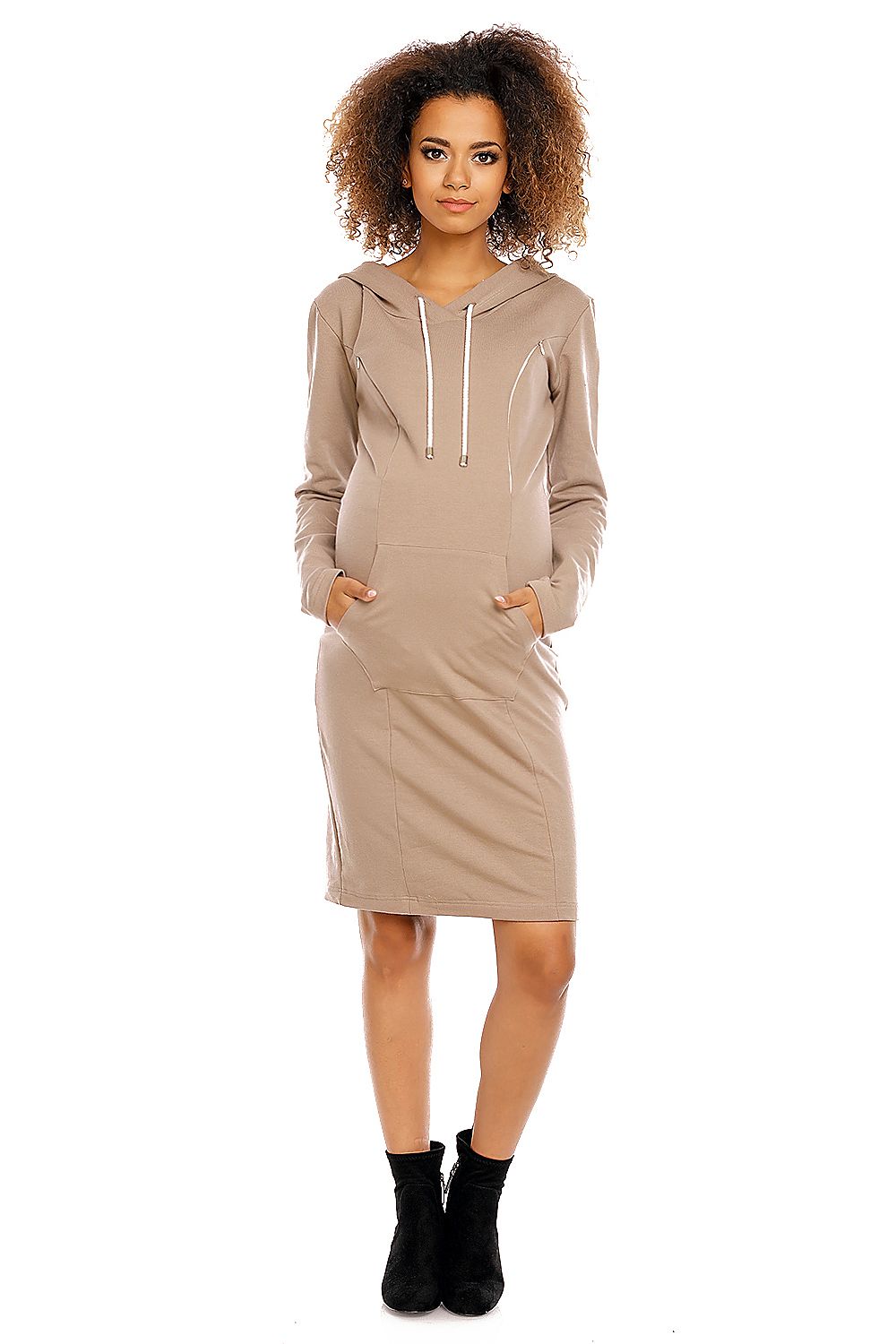 Schwangerschaftskleid Still-Kleid Kapuze Baumwolle