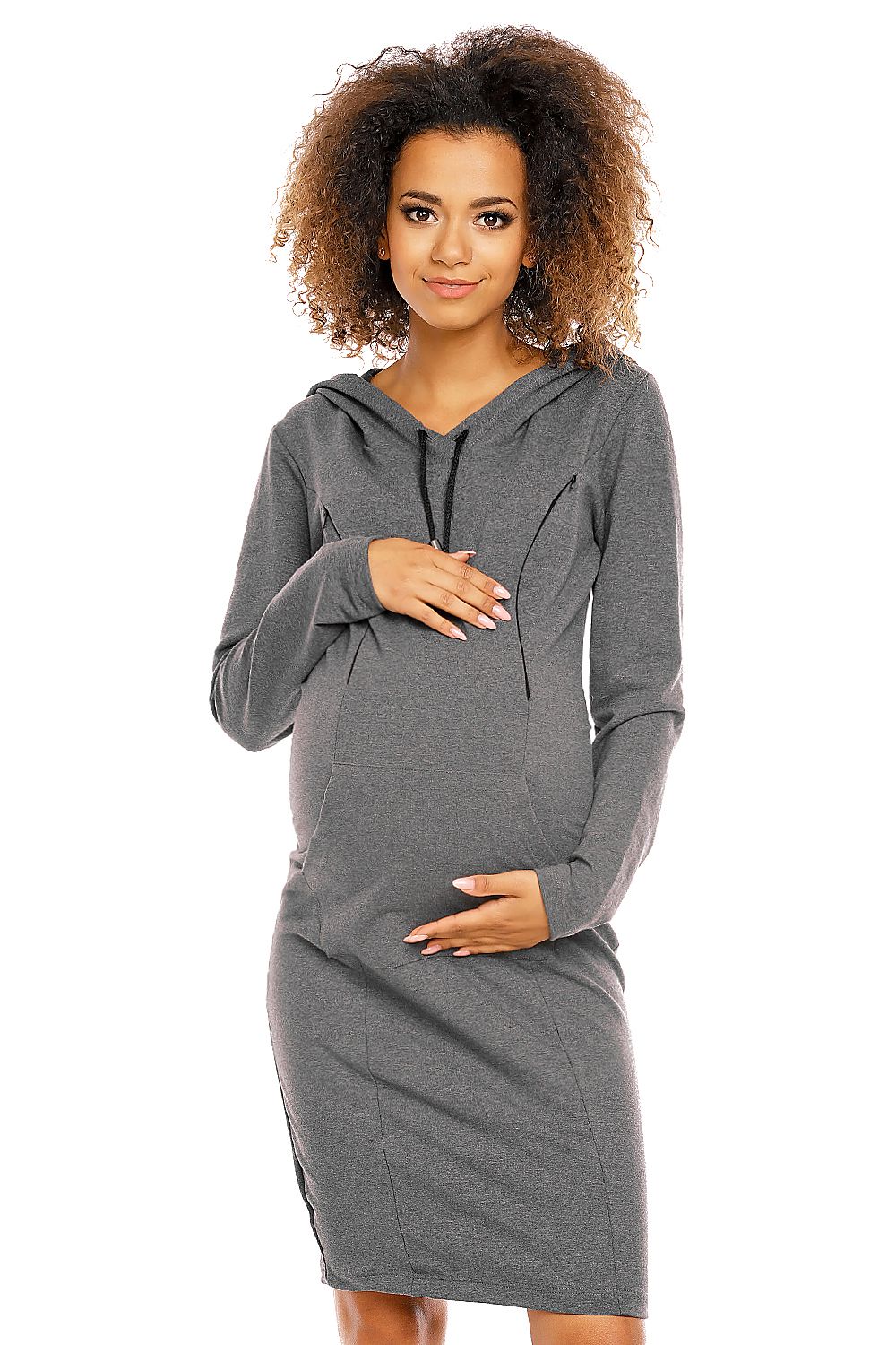 Schwangerschaftskleid Still-Kleid Kapuze Baumwolle