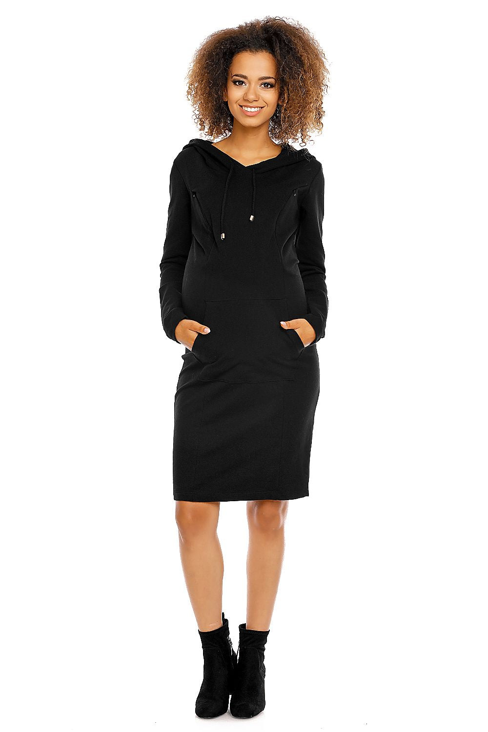 Schwangerschaftskleid Still-Kleid Kapuze Baumwolle