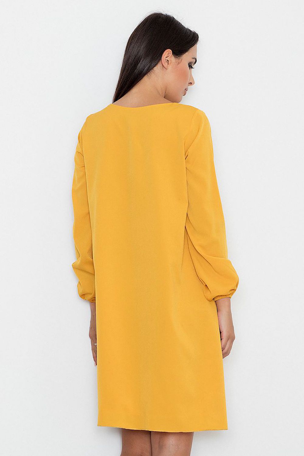 Locker geschnittenes Kleid Damen spitzer Ausschnitt kaschierend – 4 Farben