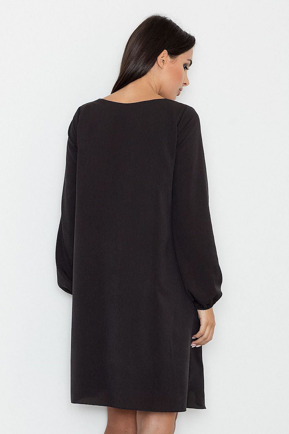 Locker geschnittenes Kleid Damen spitzer Ausschnitt kaschierend – 4 Farben