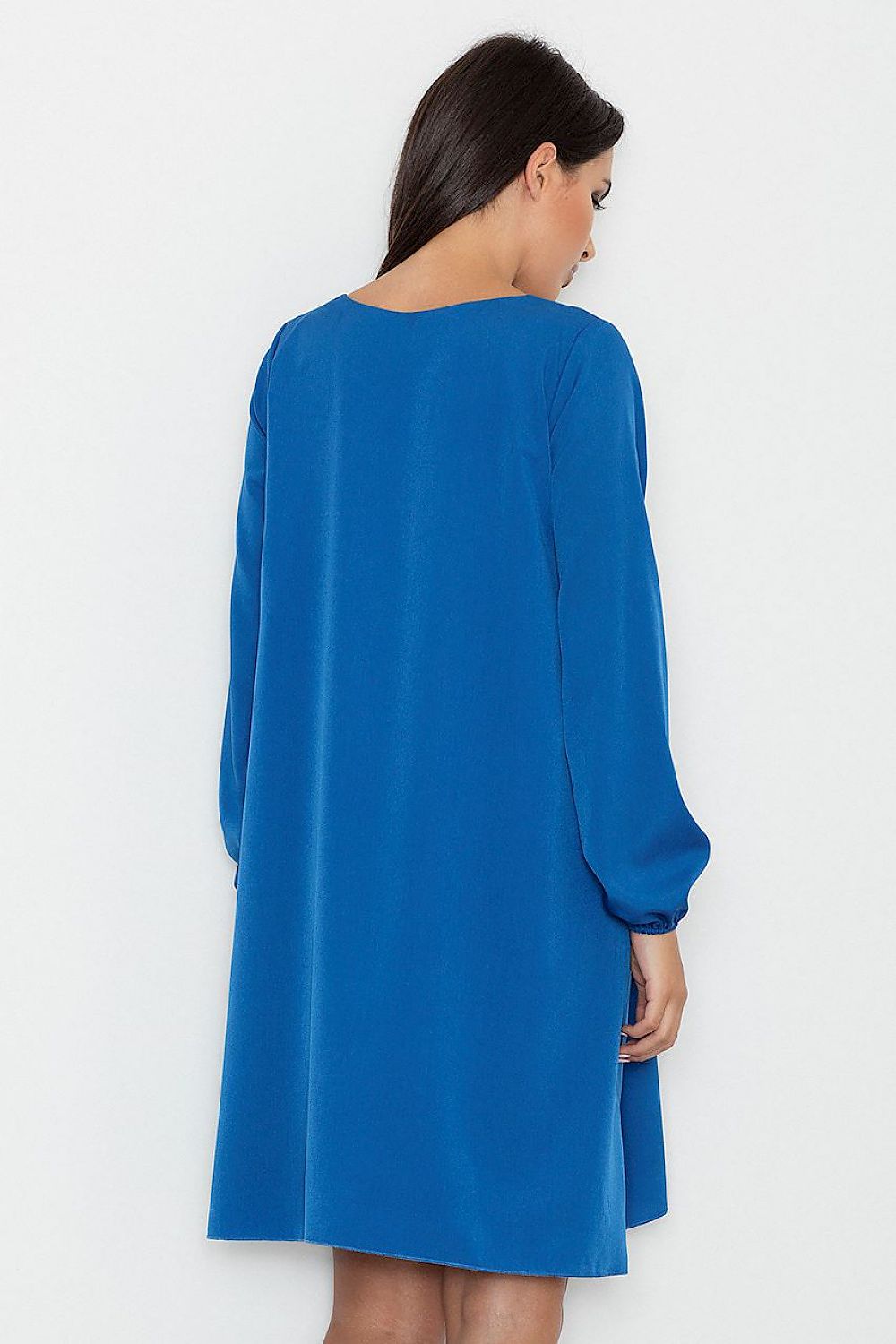 Locker geschnittenes Kleid Damen spitzer Ausschnitt kaschierend – 4 Farben