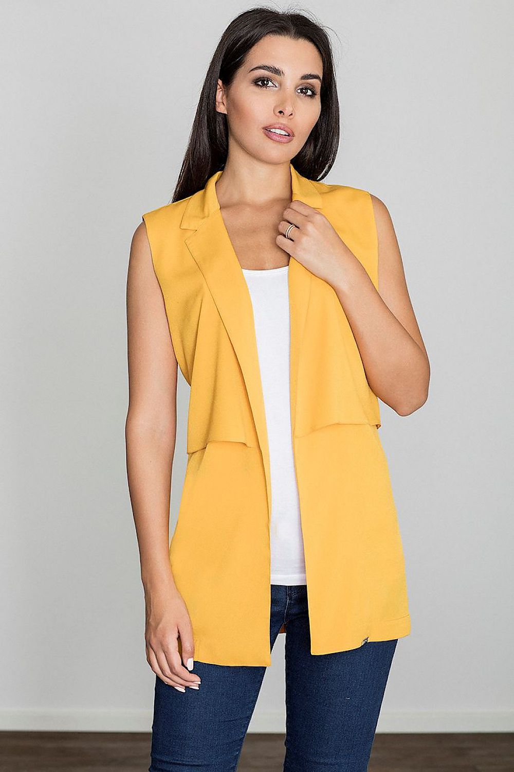Lange Weste Damen mit Kragen locker leicht – 6 Farben S–XL