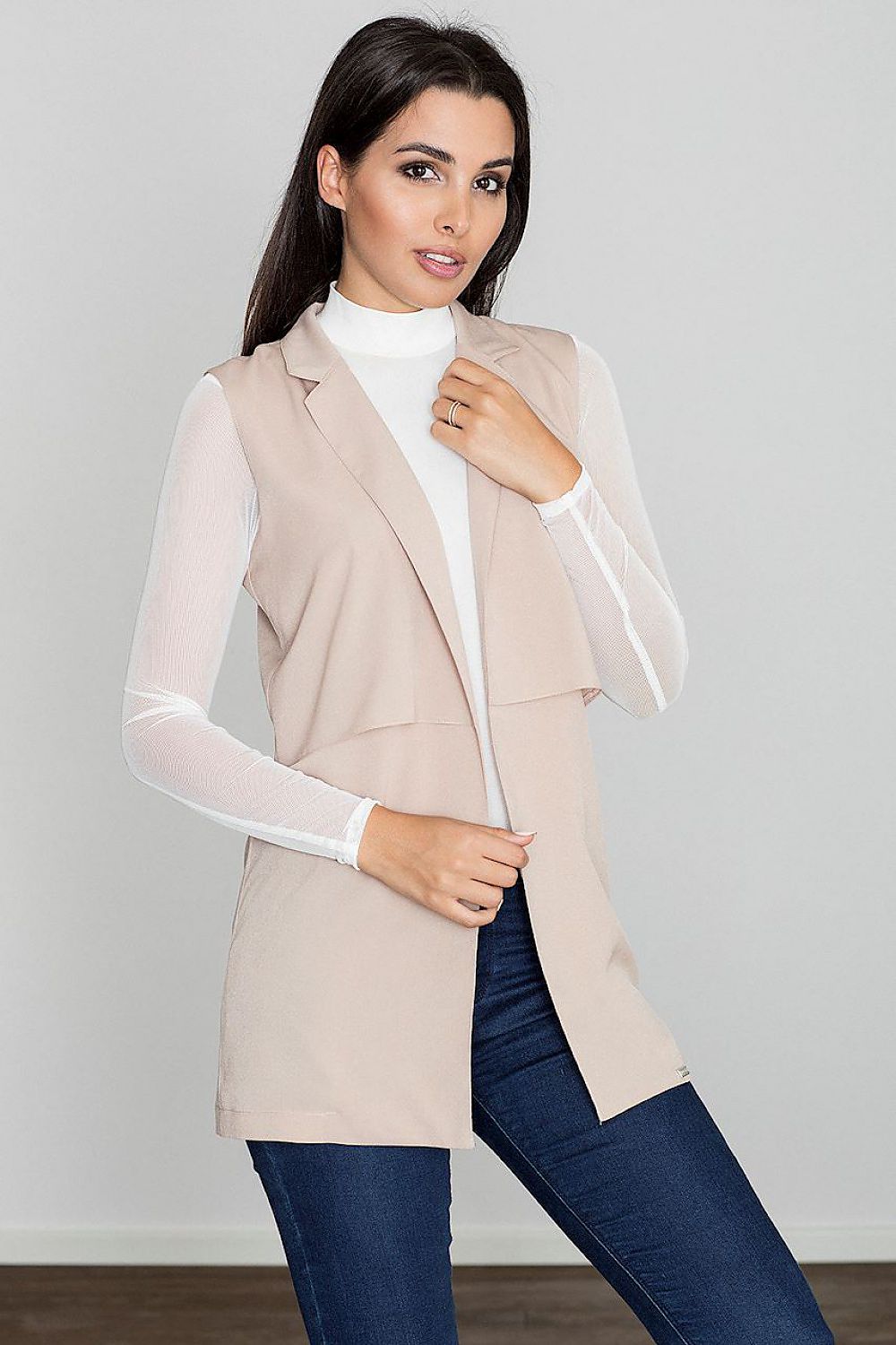 Lange Weste Damen mit Kragen locker leicht – 6 Farben S–XL