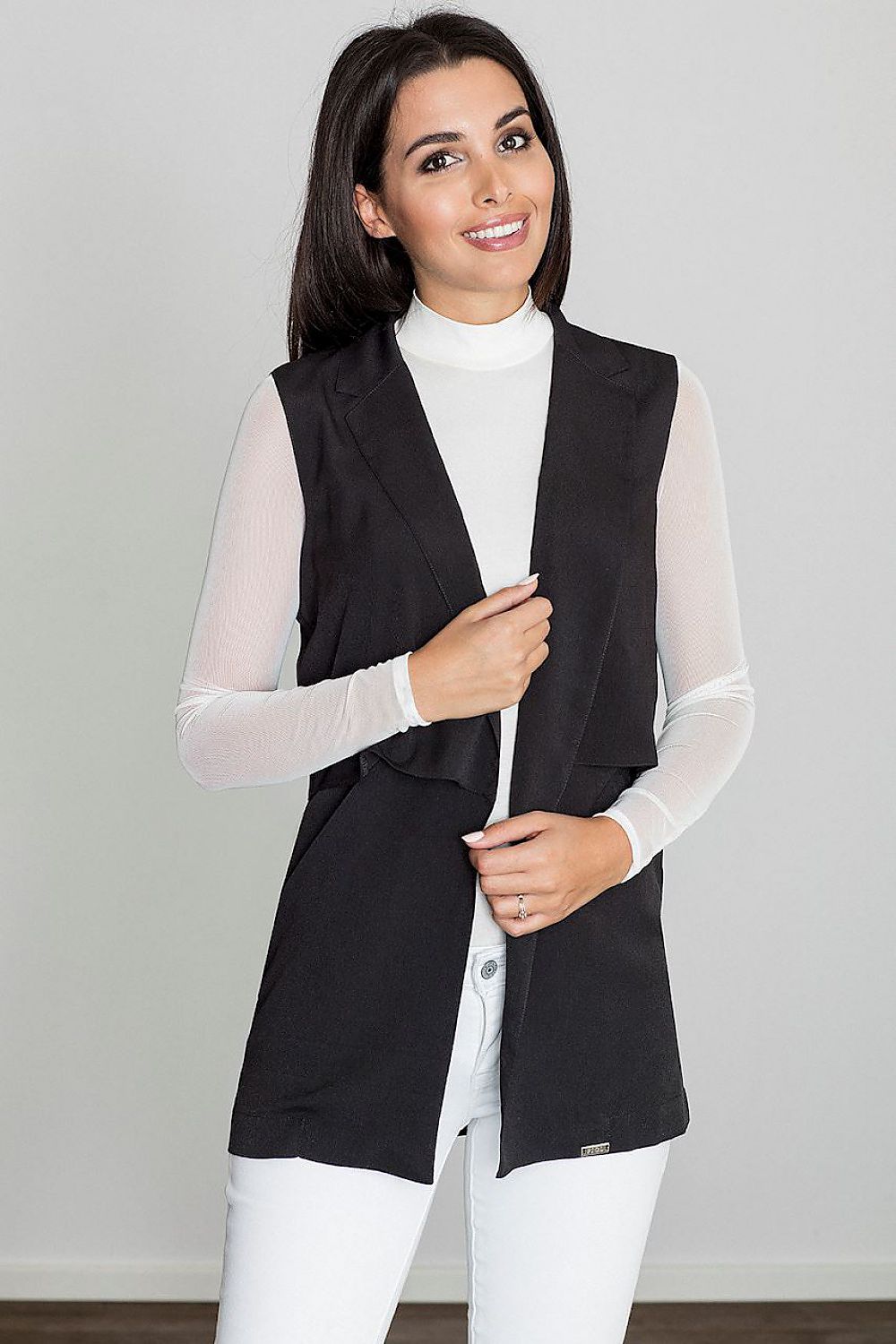 Lange Weste Damen mit Kragen locker leicht – 6 Farben S–XL