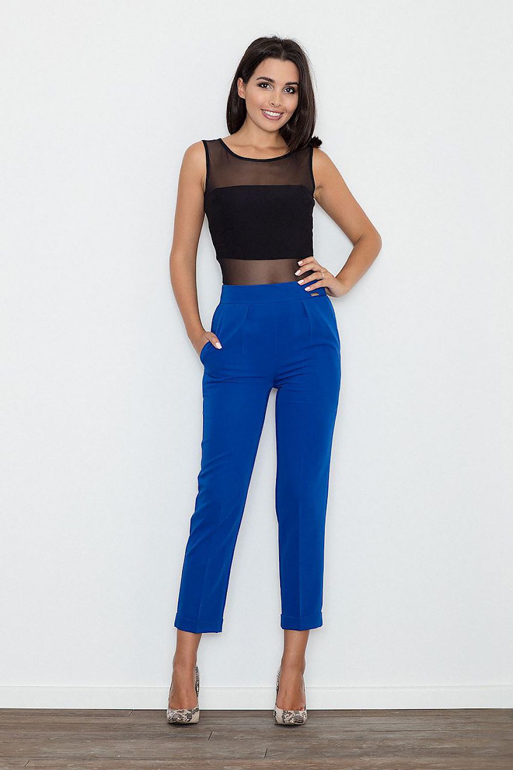 Cropped Hose Damen elegant feiner Stoff – Schwarz Blau Grün Rot