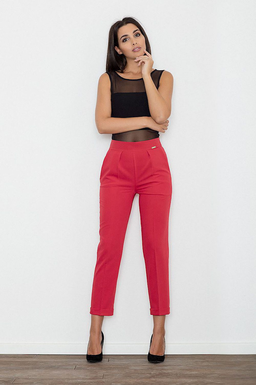 Cropped Hose Damen elegant feiner Stoff – Schwarz Blau Grün Rot