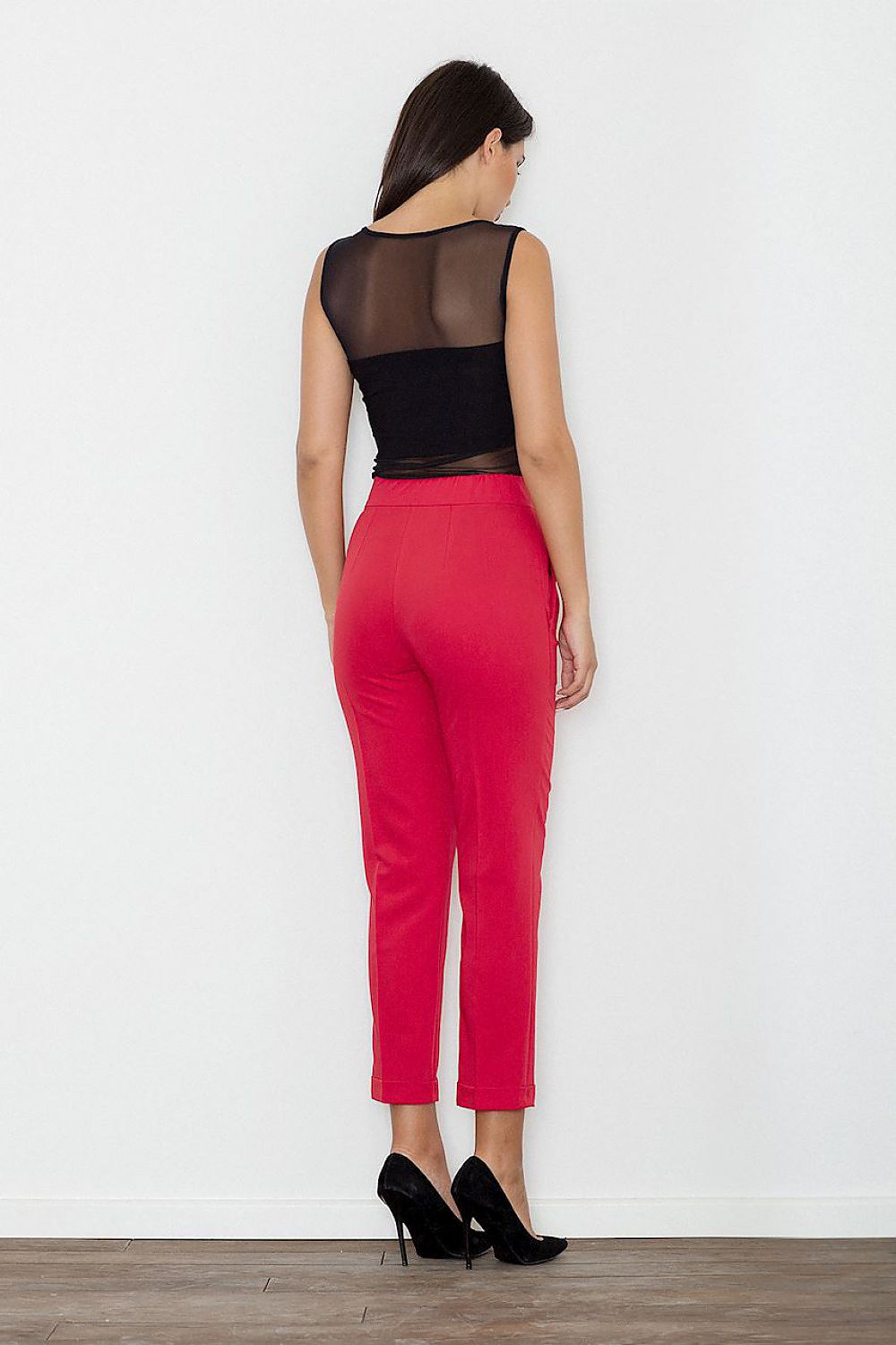 Cropped Hose Damen elegant feiner Stoff – Schwarz Blau Grün Rot
