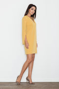 Kleid Damen elegant gerade Ärmel Schlitz – modern & zeitlos