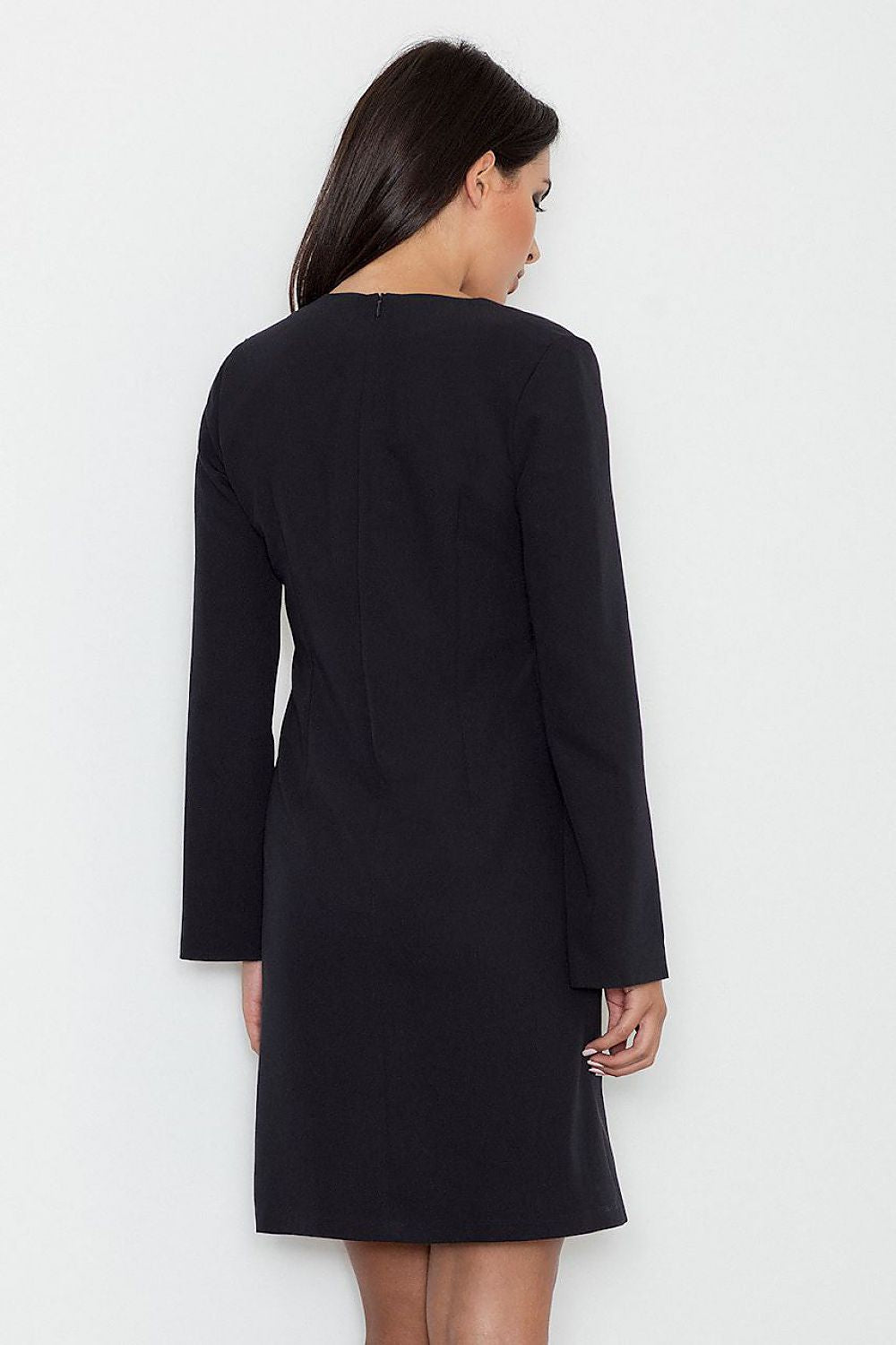 Kleid Damen elegant gerade Ärmel Schlitz – modern & zeitlos