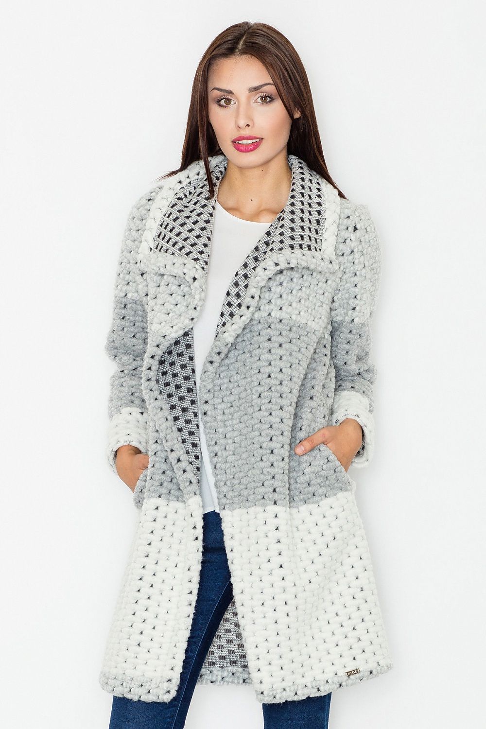 Mantel Damen Wolle warm locker Kragen Eingrifftaschen