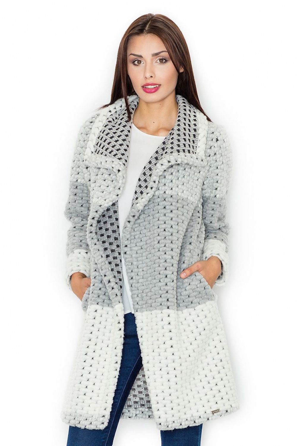 Mantel Damen Wolle warm locker Kragen Eingrifftaschen