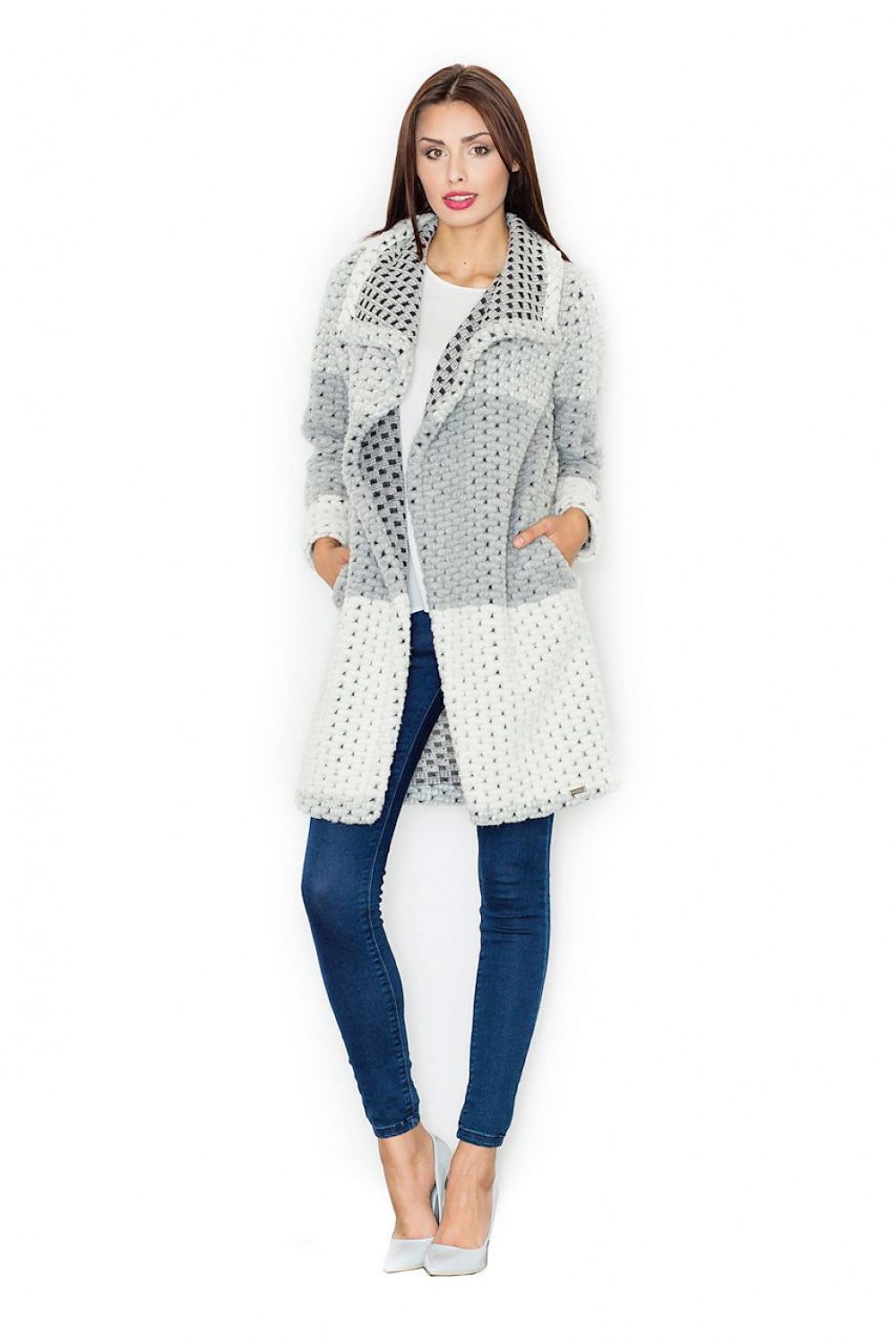 Mantel Damen Wolle warm locker Kragen Eingrifftaschen