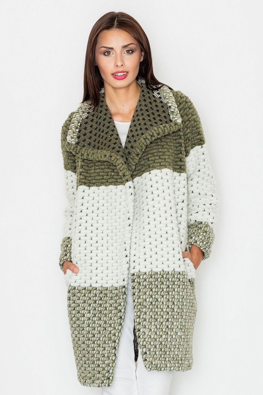 Mantel Damen Wolle warm locker Kragen Eingrifftaschen