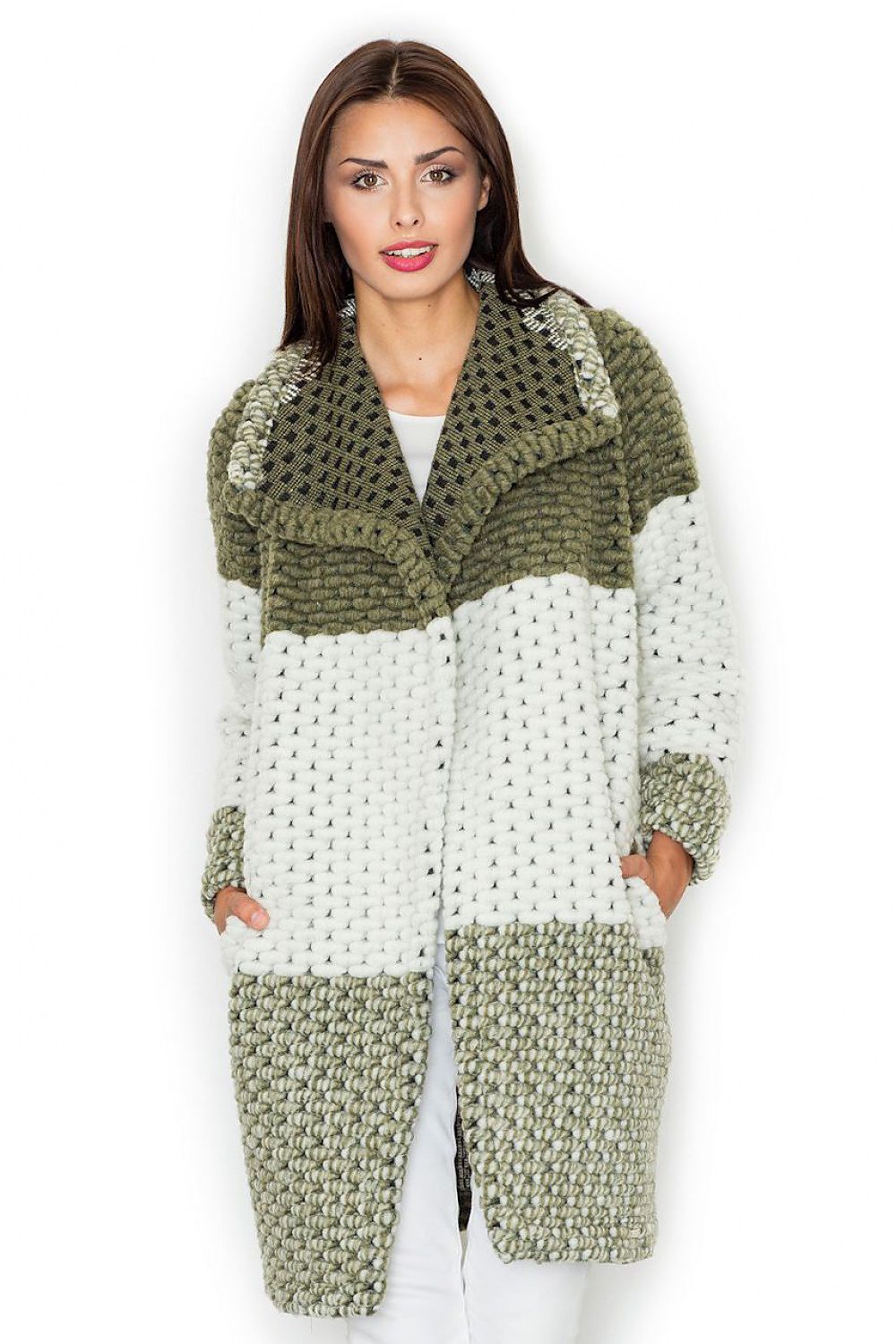 Mantel Damen Wolle warm locker Kragen Eingrifftaschen