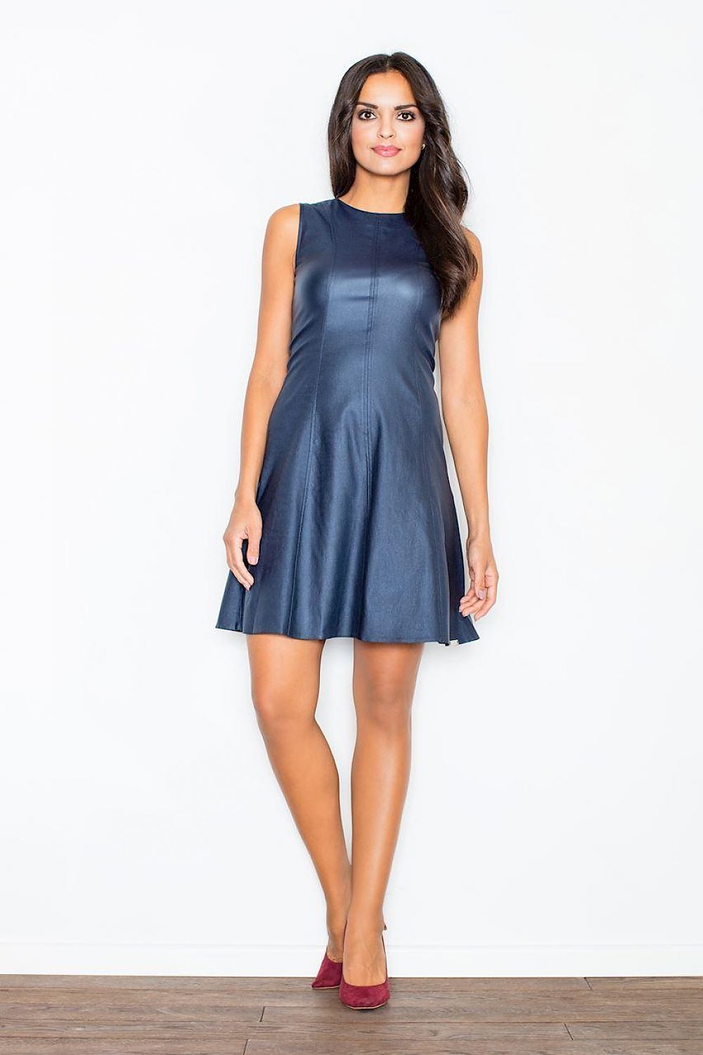 Abendkleid Damen figurbetonend ärmellos Viskose – Blau & Schwarz