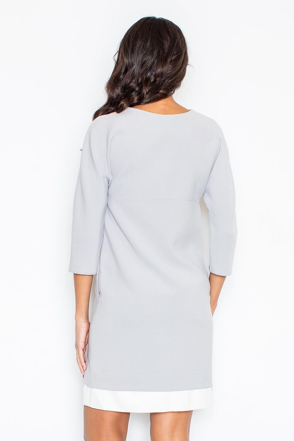 Alltagskleid Damen 3/4-Arm zweischichtig Innentaschen – Grau Rosa Blau